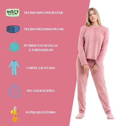 Imagem de Pijama De Inverno Plush Quentinho Pelinhos Tecido Mantinha Frio Inverno
