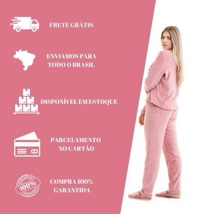 Imagem de Pijama De Inverno Plush Quentinho Pelinhos Tecido Mantinha Frio Inverno