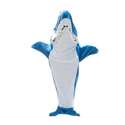 Imagem de Pijama De Inverno Unissex Grosso E Quente De Flanela Com Desenho De Tubarão, Macacão Saco De Dormir