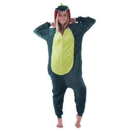 Imagem de Pijama Dinossauro Adulto Com Capuz 100% Algodão Antialérgico A Pronta Entrega