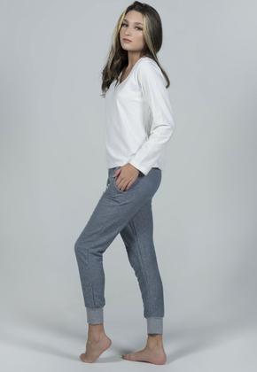 Imagem de Pijama Feminino Adolescente Inverno Gola V Longo