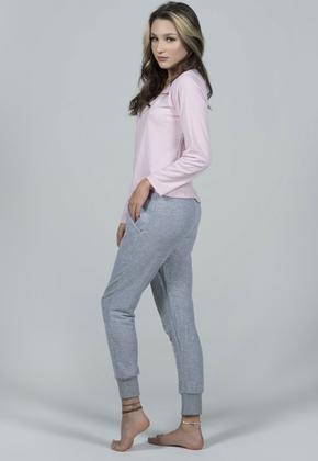 Imagem de Pijama Feminino Adolescente Inverno Gola V Longo