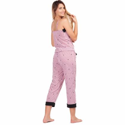 Imagem de Pijama Feminino Capri Calça Pescador Listrado Floral Linha Noite