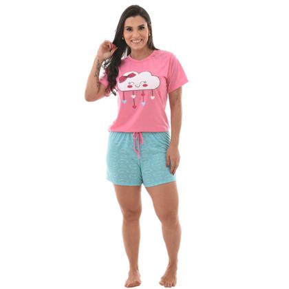 Pijama Feminino com Manga Confortável Shortdoll Verão - Prikéta Pijamas Imagem de Pijama Feminino com Manga Confortável Shortdoll Verão