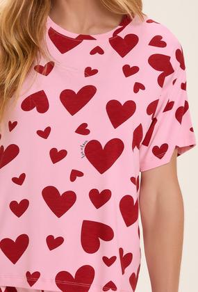 Imagem de Pijama Feminino Curto Corações Viscolycra Cor com Amor