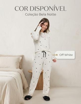 Imagem de Pijama Feminino De Frio Manga Longa Bela Notte 100% Algodão Inverno Quente Calça Longo