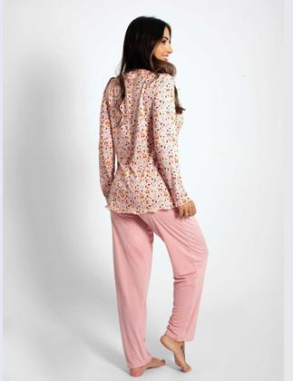Imagem de Pijama Feminino Inverno kit com 3 blusa manga longa estampada calça comprida lisa toque quante macio