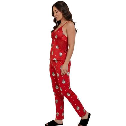 Imagem de Pijama Feminino Longo Suede Feminino Bella Fiore Manga Curta Alça Inverno Meia Estação Linha Noite Tamanho:MCor:Vermelh