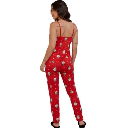 Imagem de Pijama Feminino Longo Suede Feminino Bella Fiore Manga Curta Alça Inverno Meia Estação Linha Noite Tamanho:MCor:Vermelh