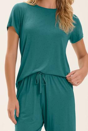 Imagem de Pijama Feminino Manga Curta Bermuda Viscolycra Cor com Amor