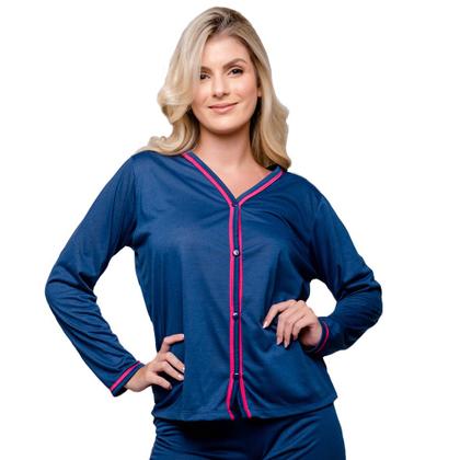 Imagem de Pijama Feminino Modelo Americano Manga Comprida Liso Diones