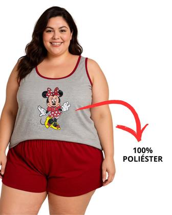 Imagem de Pijama Feminino Plus Size Adulto Personagem Baby Dool Regata Shorts Curto Macio Confortável