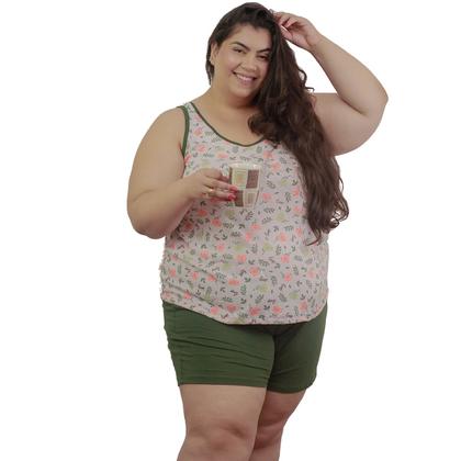 Imagem de Pijama Feminino Plus Size algodão Short, Regata Bata G6,G7,G8,G10