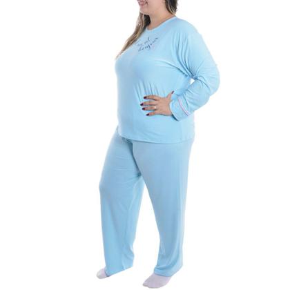 Imagem de Pijama Feminino Plus Size de inverno Suede Victory