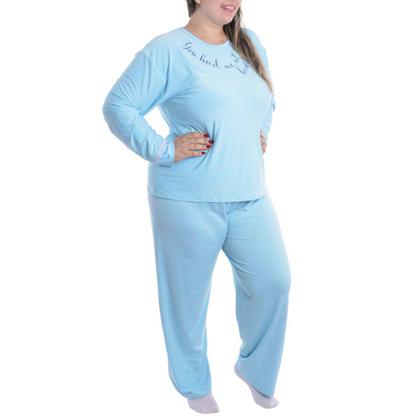 Imagem de Pijama Feminino Plus Size de inverno Suede Victory