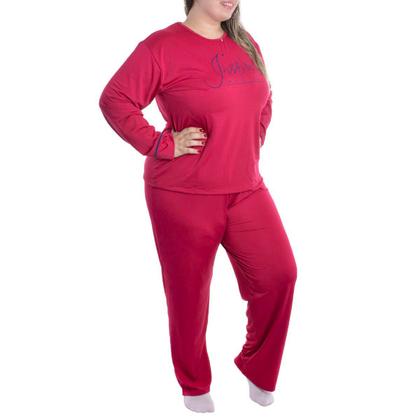 Imagem de Pijama Feminino Plus Size de inverno Suede Victory