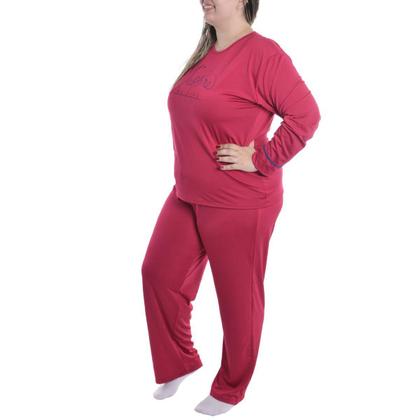 Imagem de Pijama Feminino Plus Size de inverno Suede Victory