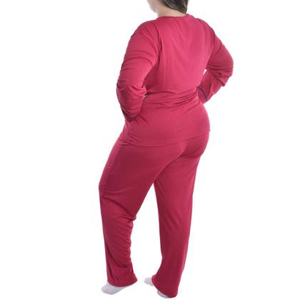 Imagem de Pijama Feminino Plus Size de inverno Suede Victory