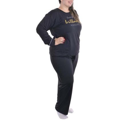 Imagem de Pijama Feminino Plus Size de inverno Suede Victory