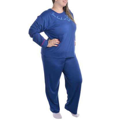 Imagem de Pijama Feminino Plus Size de inverno Suede Victory