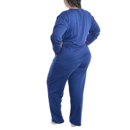 Imagem de Pijama Feminino Plus Size de inverno Suede Victory