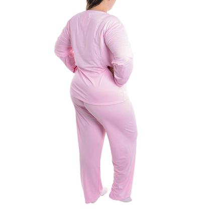 Imagem de Pijama Feminino Plus Size de inverno Suede Victory