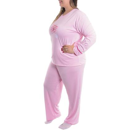 Imagem de Pijama Feminino Plus Size de inverno Suede Victory