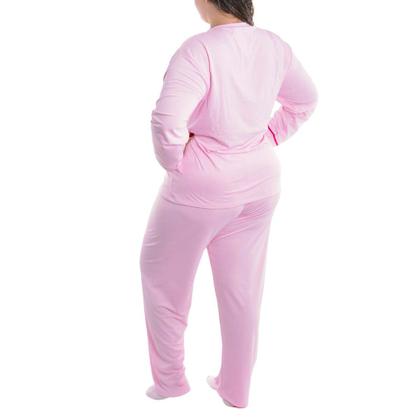 Imagem de Pijama Feminino Plus Size de inverno Suede Victory