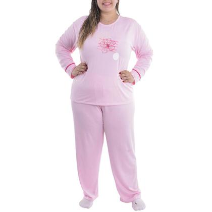 Imagem de Pijama Feminino Plus Size de inverno Suede Victory