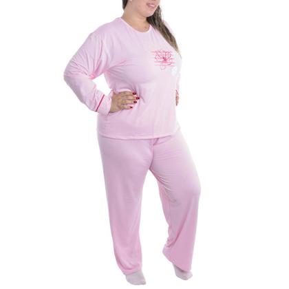Imagem de Pijama Feminino Plus Size de inverno Suede Victory