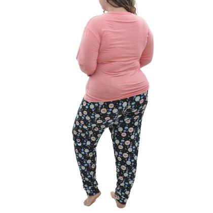 Imagem de Pijama Feminino Plus Size de inverno Suede Victory