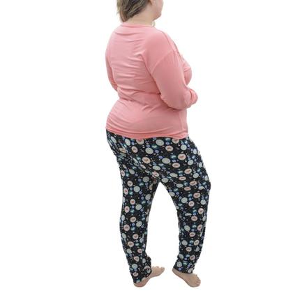 Imagem de Pijama Feminino Plus Size de inverno Suede Victory