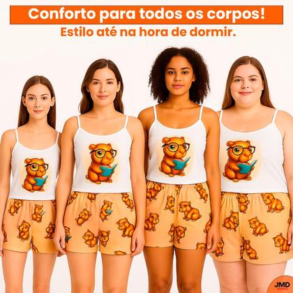 Imagem de Pijama Feminino Stich e Capivara Conjunto Estampado Leve e Confortável P ao GG