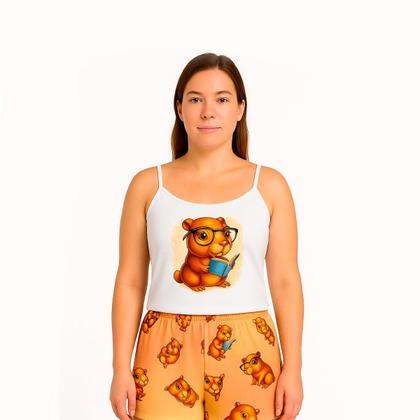 Imagem de Pijama Feminino Stich e Capivara Conjunto Estampado Leve e Confortável P ao GG