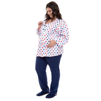 Imagem de Pijama  Gestante e Amamentação Plus Size Modelo Flanelado 