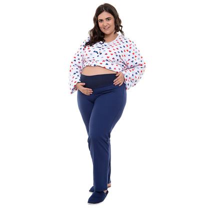 Imagem de Pijama  Gestante e Amamentação Plus Size Modelo Flanelado 