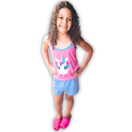 Imagem de Pijama Infantil de Verão baby doll de Alça e short Menina