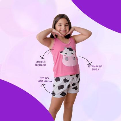 Imagem de Pijama Infantil Estampado com Vaquinha Gatinho e Unicórnio