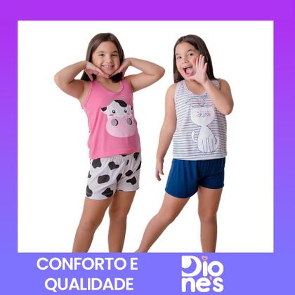Imagem de Pijama Infantil Estampado com Vaquinha Gatinho e Unicórnio