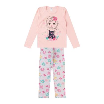 Imagem de Pijama Infantil Feminino Inverno Algodão Manga Longa 04 ao 14