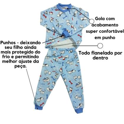 Imagem de Pijama infantil feminino manga longa inverno quentinho moletinho flanelado por dentro 0 a 4 anos