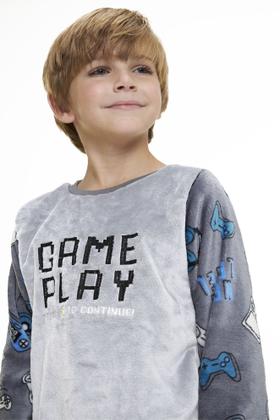 Imagem de Pijama Infantil Inverno Quentinho Menino Fleece Gamer Moletinho Flanelado Felpudo Manga Longa Frio