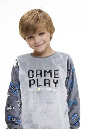 Imagem de Pijama Infantil Inverno Quentinho Menino Fleece Gamer Moletinho Flanelado Felpudo Manga Longa Frio