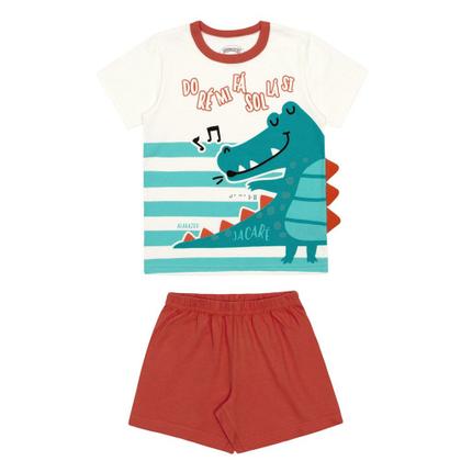 Imagem de Pijama Infantil Masculino Alakazoo em Algodão Brilha no Escuro - Jacaré Cantor