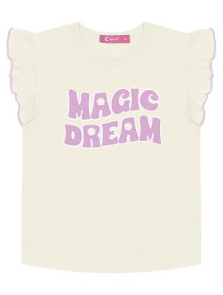 Imagem de Pijama Infantil Menina Blusa, Short E Bolso Magic Dream Natural E Lilás Cinti