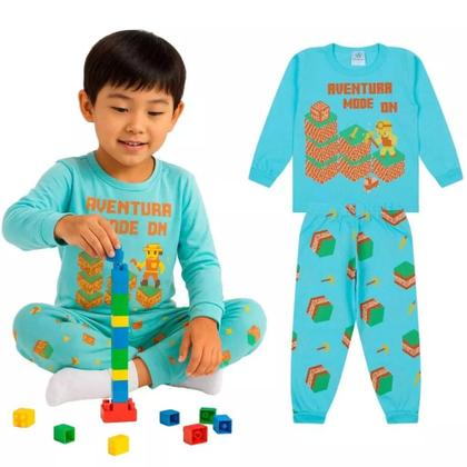 Imagem de Pijama Infantil Menino Manga Longa  Escolha Seu Modelo, com Estampas Fofas e Conforto Infantil Masculino