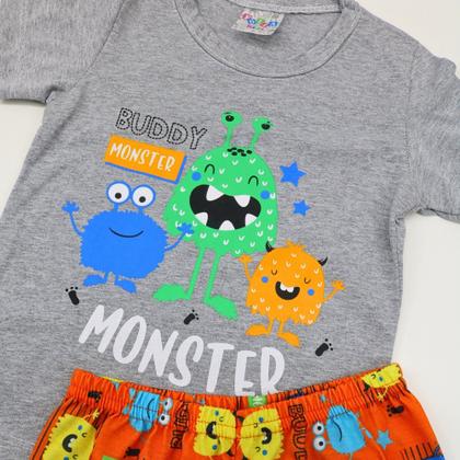 Imagem de Pijama Infantil Menino Monstrinhos Conjunto Estampado Verão