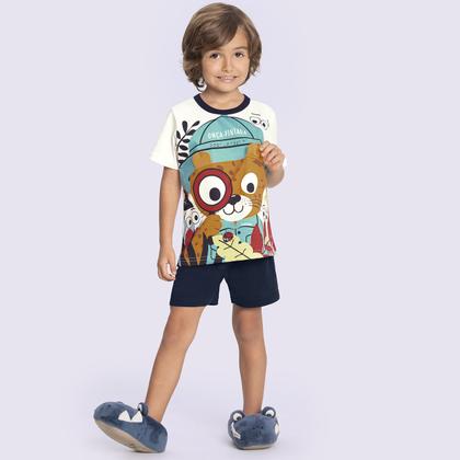 Imagem de Pijama Infantil Menino Onça Pintada Azul Alakazoo
