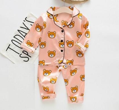 Imagem de Pijama Infantil Seda Estampa Ursinhos Azul ou Rosa