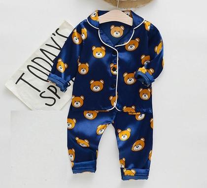 Imagem de Pijama Infantil Seda Estampa Ursinhos Azul ou Rosa
